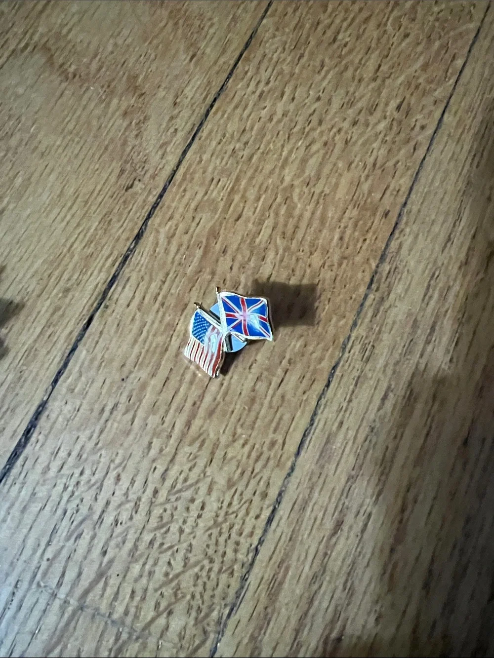 Dual Flag Lapel Pin - USA & UK Enamel Flags